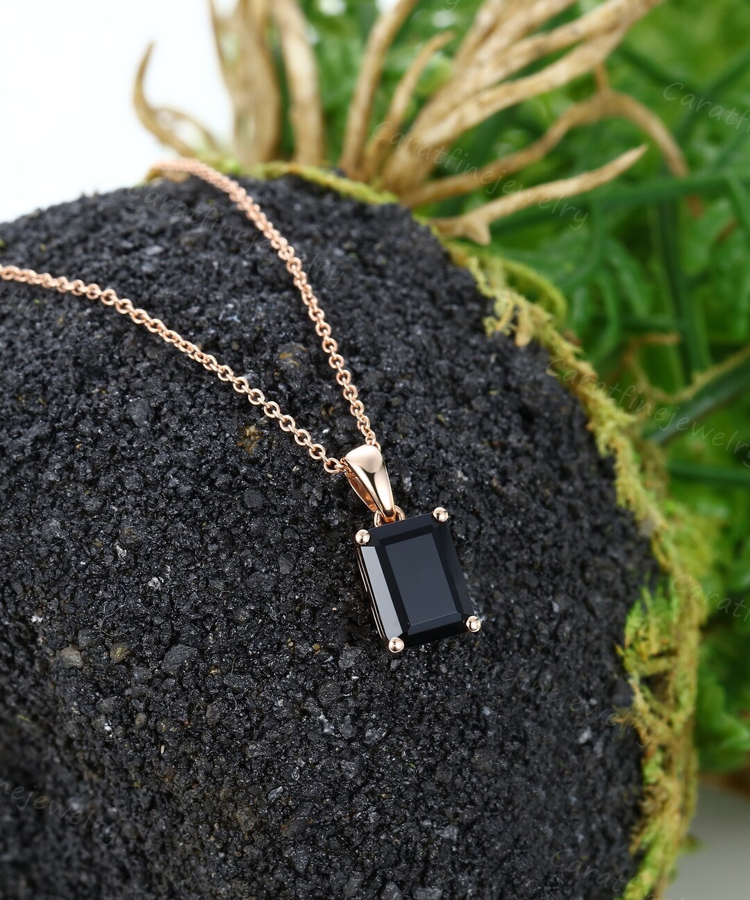 ★LOVE ME MONSTER★Black Onyx Necklace Disney Maleficent Inspired Diamond & Black Onyx Necklace in