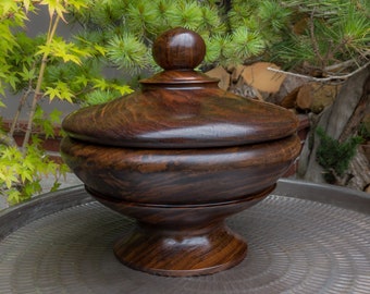 Large Claro Walnut Lidded Vessel Urn CW0253