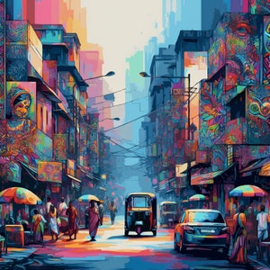 Chennai Streets Art Print: Abstract Tamilnadu Home Decor
