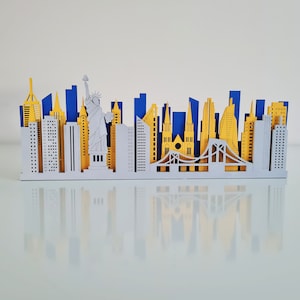Dekoracja domu lub biura z panoramą Nowego Jorku 3D z drewna, minimalistyczna dekoracja ścienna dla każdego miłośnika Nowego Jorku, prezent na specjalny dzień i parapetówkę