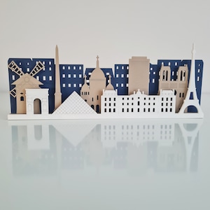 Paris Skyline Wall Art – 3D Wooden City Silhouette – Laser Cut MDF Decor – Paris Gift – Handmade French Wall Decoration – 30–60 cm Sizes