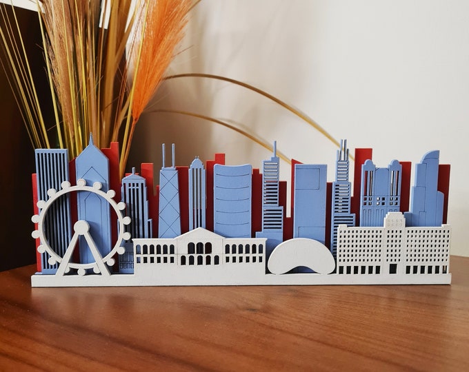 Chicago 3D Skyline Wooden Home or Office Decor, Minimalist Wall Decor for any Chicago Lover, Special Day and Housewarming Gift