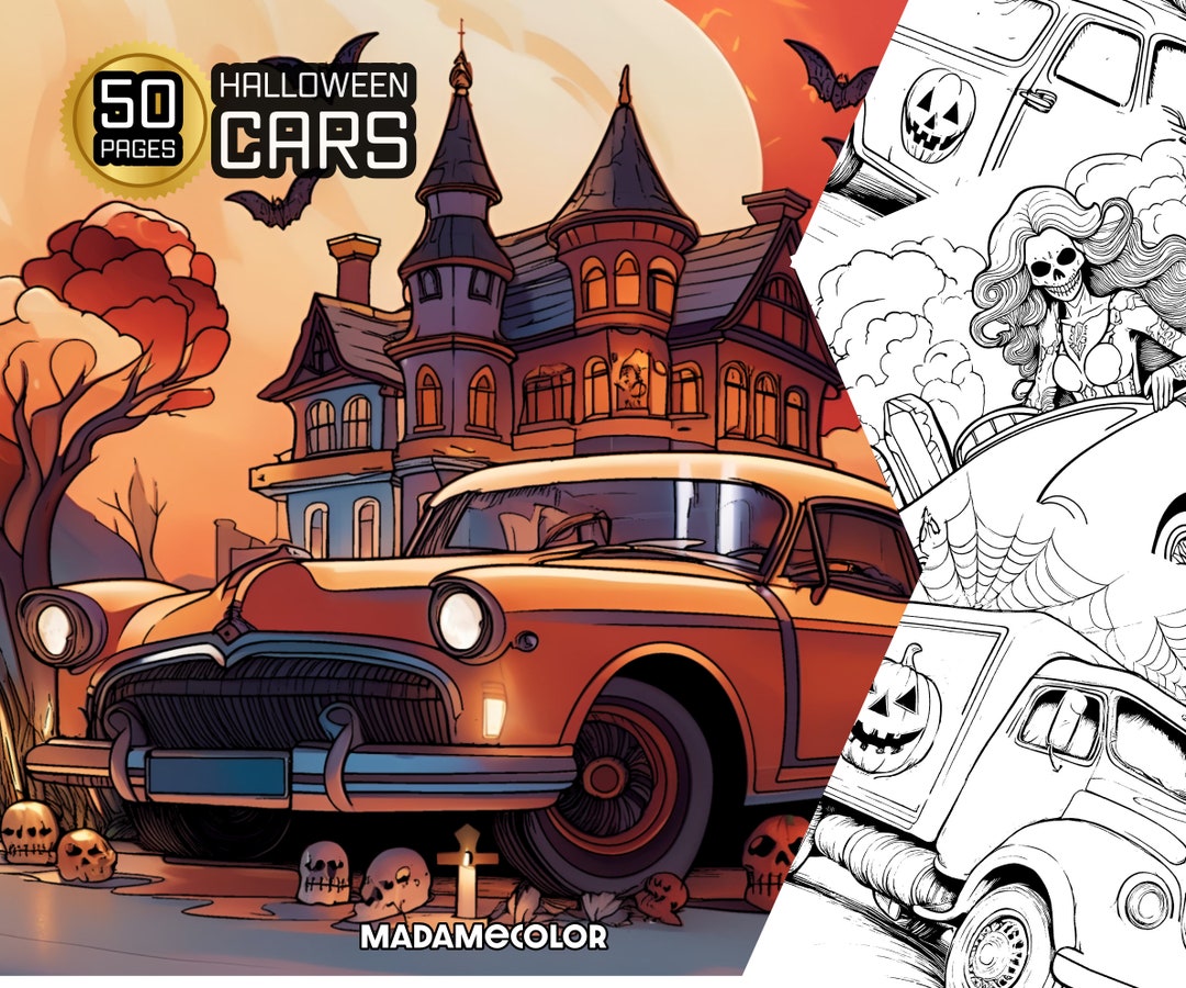 Luxury Cars Spooky Coloring Book, Cute Creative Illustrations Spooky ...