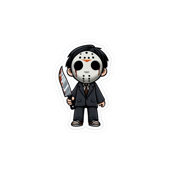 Nightmare Noir: Unleash the Horror with our Sinister Cartoon Character Sticker!