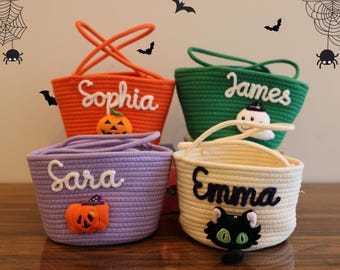 Trick or Treat Basket, Halloween Trick or Treat Kids Bag, Trick or Treat Bucket, Halloween Candy Basket, Halloween Candy Bag, Halloween Tote