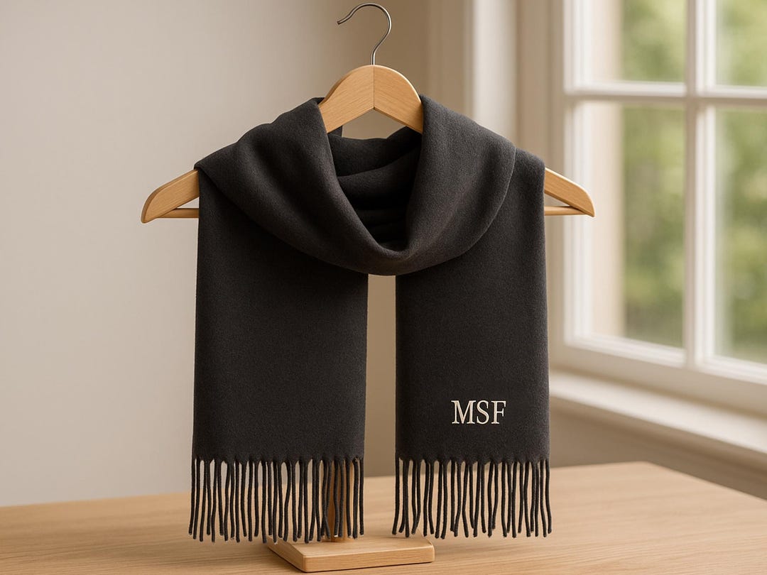 Initial Scarf Custom Embroidered Initial Scarf, Personalized Christmas Scarf, Women's ...