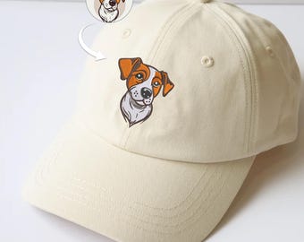 Custom Embroidered Dog Photo Hat, Personalized Sketch from Photo Pet Hat, Your Dog/cat Baseball Portrait Hat, Special Dog Lovers Gifts
