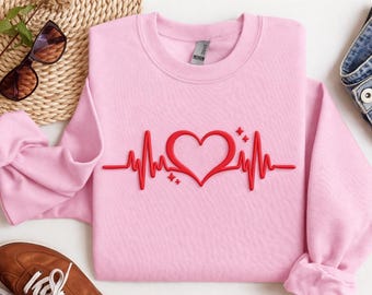 Valentine Day Heart Beat Sweatshirt, Love Heart Matching Sweatshirt, Valentines Day Sweatshirt, Valentines Couple Sweatshirt, Valentine Gift