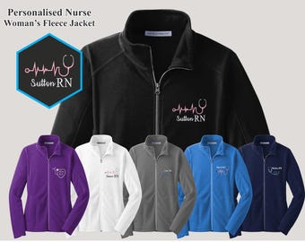 Vestes zippées quart d'infirmière personnalisées, Vestes Rn personnalisées pour infirmières, Veste brodée pour stéthoscope cardiaque à monogramme, Veste médicale