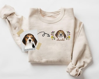 Custom Dog Face Embroidered Sweatshirt, Personalized Crewneck Dog Mom Sweatshirt, Embroidery Portrait from Photo Pet Sweater, Dog Mom Gifts