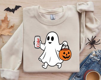 Halloween Diet Coke Ghost Sweatshirt, lustiges Kürbis-Fall-Sweatshirt, niedliches gruseliges Saison Kürbis-Sweatshirt, Diet Coke Liebhaber-Halloween-Geschenk