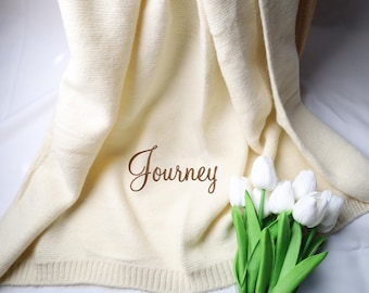 Personalized Baby Name Blanket, Custom Baby Name Stroller Blanket, Embroidered Newborn Baby Shower Gift, Baby Girl Embroidered Name Blanket