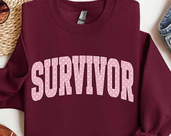 Breast Cancer Survivor Sweatshirt, Pink Ribbon Awareness Crewneck, Stronger Than Cancer Fighter Gift, Support Warrior Team Walk Apparel