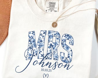 Custom Mrs Shirt Personalized Mrs Last Name Custom Colors T-shirt Personalized Bride Tshirt Wifey Shirt Custom Future Mrs Bridal Shower Gift
