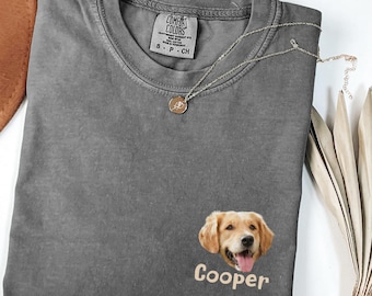 Custom Pet Photo Shirt, Personalized Dog Face Comfort Colors Tee, Dog Dad Gift, Custom Name Shirt, Pet Memorial, Dog Lover Tee, pet face