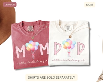 Matching Family Birthday Shirts, Rainbow Balloon Birthday Outfit, Mom Dad Kids Birthday Tops, Colorful Party Shirts, Family Celebration Tees