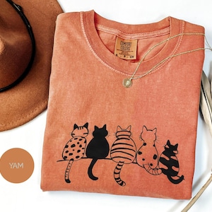 Cute Cat Shirt, Cat Lover Comfort Colors Tee, Minimalist Aesthetic Cat T-Shirt, Gift for Her, Cozy Kitty Tee, Feline Friends Shirt