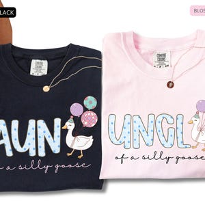 Funny aunt uncle t shirts Comfort Colors, aesthetic goose graphic with balloons, trendy matching family tees, soft vintage style shirts