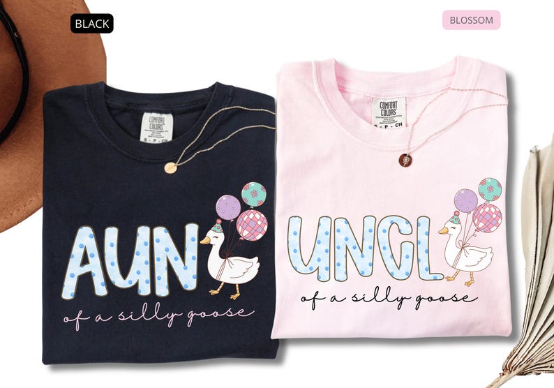 Funny aunt uncle t shirts Comfort Colors, aesthetic goose graphic with balloons, trendy matching family tees, soft vintage style shirts