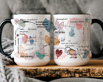 Personalized Mental Health Mug with Daily Affirmations, Positive Vibes Coffee Cup, Self Care Gift for her, Best Friend, Girls gift, Wellness