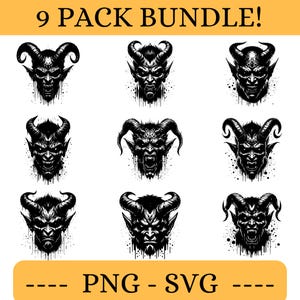 Devil SVG Bundle, Devil Clipart, Demon Cut Files, Devil Png, Satanic Svg, Halloween Devil, Demon Cricut, Instant Download, Vector, Tattoo