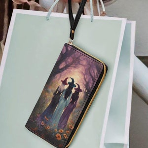 Cartera de cuero con correa para la muñeca de la Hermandad de las Brujas, billetera wicca de regalo pagano, bolso de bruja, accesorios de bruja boho, magia práctica
