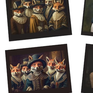 Cartes de voeux multi-designs The Fox Den Collection, carte de renard victorienne, carte de portrait de renard, cartes de Noël de renard rétro, cartes de renard des fêtes