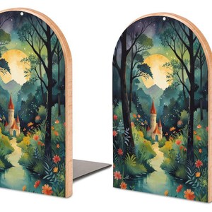 Fairytale Castle Wood Bookends: Whimsical Reading Nook Decor image 4