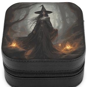 The Witch Portable Stackers Jewellery Box, Whimsical Woodland Witch Decorative Stash box, Keepsake Box - Witchcore Gifts, Unique Gift Boxes