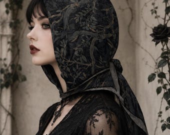 Cadeau gothique d'entreprise pour les amoureux des corbeaux. Vêtements gothiques alternatifs pour les passionnés de Dark Academia. Style inspiré de William Morris. Carré Witchcore Raven.
