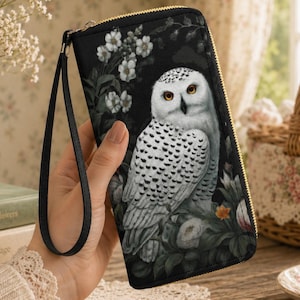 Practical Magic Witch Aesthetic Essentials Gift for Mom Cottagecore White Owl Wallet with Wristlet Strap Dark Academia Gift for the Holidays