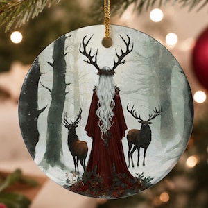 Elen de los Caminos Idea de regalo de bruja de Yule para el solsticio de invierno Navidad Navidad Adorno de cerámica para regalo de bruja pagana Brujería verde