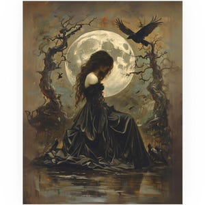 Morrigan Art Nouveau Poster: Celtic Goddess Print, Pagan Home Decor
