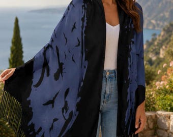 Gothic Clothing for the lil' Witch in You Murder of Crows Wrap Witchy Raven Shawl Fall Witchcore Wardrobe Gift for Sisters Mom & Daughter