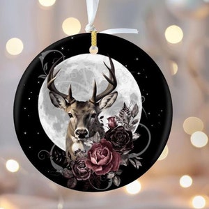 Stag Tarot Christmas Ornament: Pagan Yule Altar Decoration