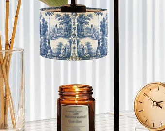 Blue Toile Candle Warmer Lamp with Remote