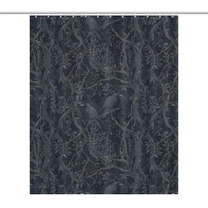William Morris Inspired Shower Curtain Edgar Allan Poe Gothic Bathroom Decor Goth Bathroom Whimsigoth Decor Moody Shower Bathroom Decor Dark Crow 66x72