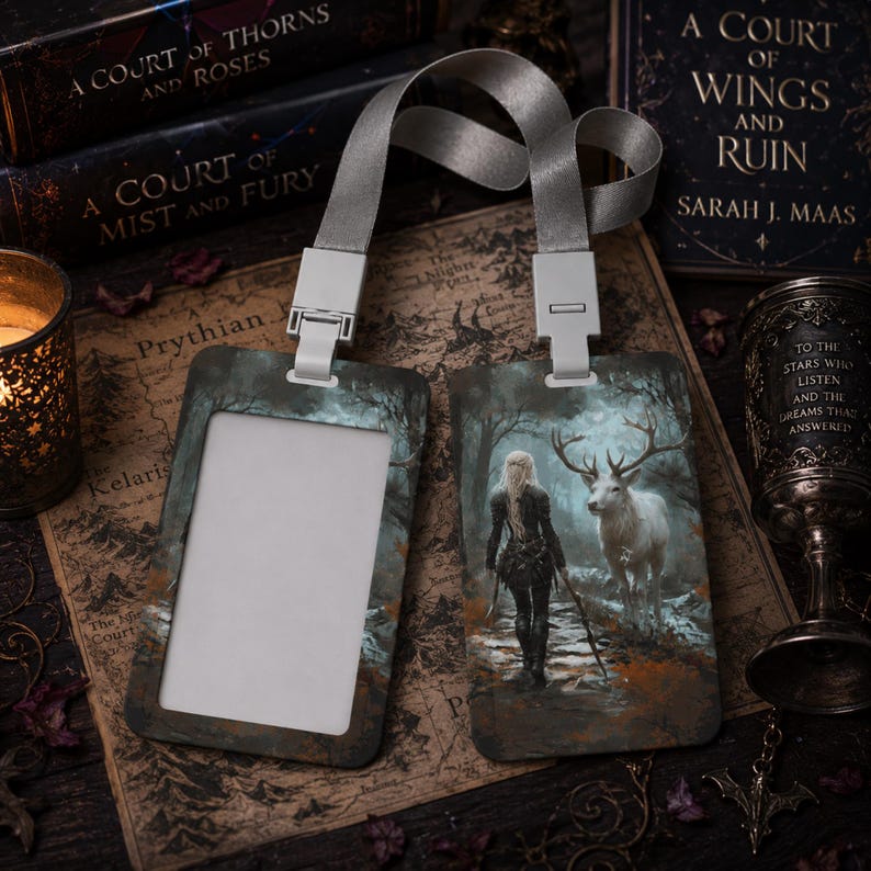 Cordón con diseño de libro, idea de regalo para lectores de Trono de Cristal, portatarjetas de Sarah J. Maas, regalo de agradecimiento para profesores, regalo de regreso a clases para enfermeras. imagen 1