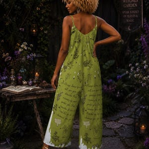 Witchy Herbs Jumpsuit Gift Idea for Mom Wiccan Giftforher Wide Leg Clothing Rosemary Practical Magic Spell Light Academia Woman Overalls image 2