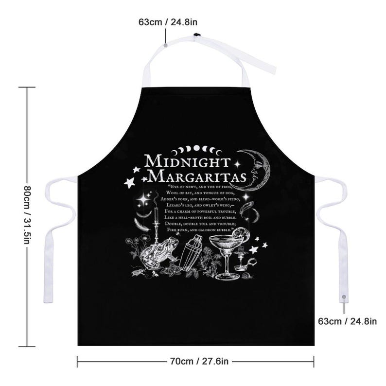 Witchy Spell apron for Cute Halloween Witch Gift Practical Magic Witchcore Essentials Midnight Margaritas Witchy Kitchen Accessory Gothic image 5