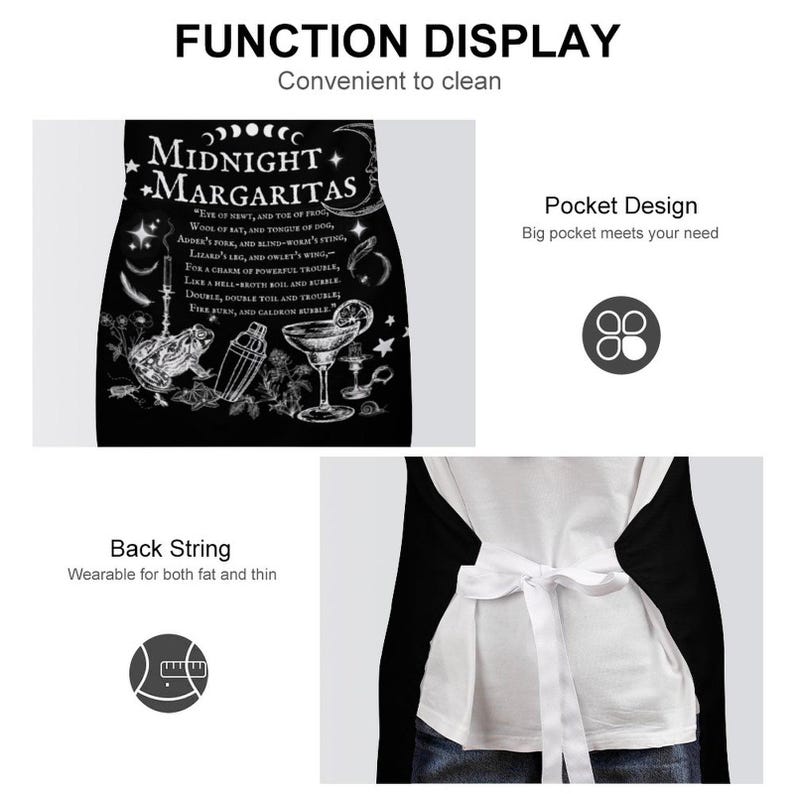 Witchy Spell apron for Cute Halloween Witch Gift Practical Magic Witchcore Essentials Midnight Margaritas Witchy Kitchen Accessory Gothic image 9