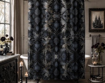 Moody Dark Academia Botanical Black Shower Curtain Moody Gothic Bathroom Decor Goth Gothic Witchy Whimsigoth Aesthetic Medieval Cringe
