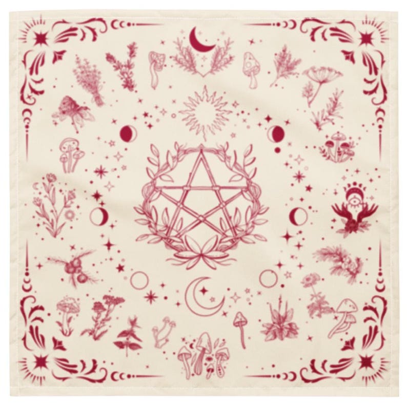 Witchy Herbs in Red All-over print bandana