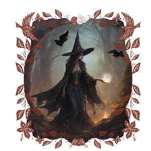 Halloween Witch DTF Transfer: Spooky Iron-On Graphic for T-Shirts