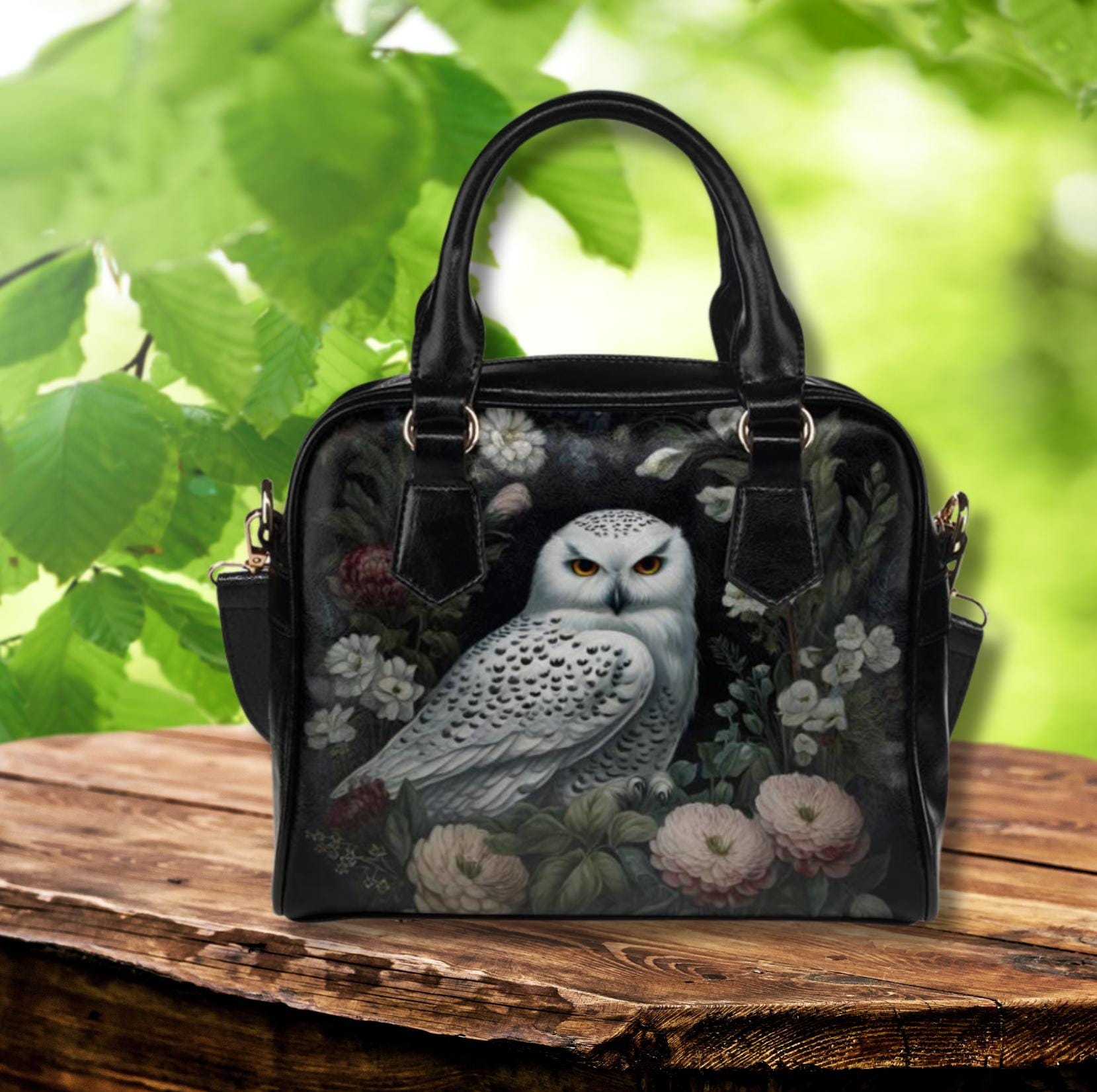 Cottagecore Owl Shoulder Bag: Floral Whimsigoth Purse