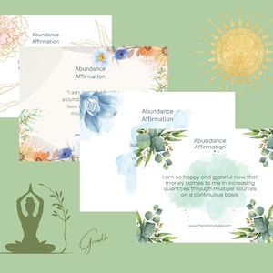 14 Abundance Affirmation Digital Download and Post card set, Vision Board Printables, Affirmation Cards Deck, Positive Affirmation Cards Pdf