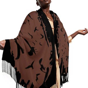 Bufanda ligera Murder of Crows: ropa gótica, accesorios de moda gótica, bufanda de Halloween, regalo para amantes de las aves, bufanda de moda de otoño, bruja