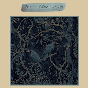 William Morris Inspired Shower Curtain Edgar Allan Poe Gothic Bathroom Decor Goth Bathroom Whimsigoth Decor Moody Shower Bathroom Decor image 4