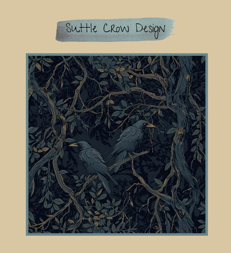 William Morris Inspired Shower Curtain Edgar Allan Poe Gothic Bathroom Decor Goth Bathroom Whimsigoth Decor Moody Shower Bathroom Decor image 4