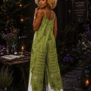 Witchy Herbs Jumpsuit Gift Idea for Mom Wiccan Giftforher Wide Leg Clothing Rosemary Practical Magic Spell Light Academia Woman Overalls image 5